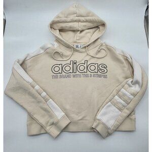Adidas Womens Cropped Top Hoodie Pullover Size S Cream White